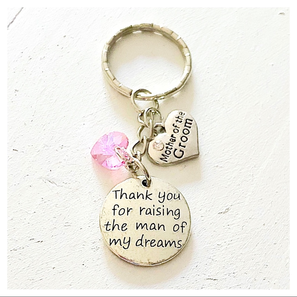 Personalized Mother of the Groom Silver Keychain